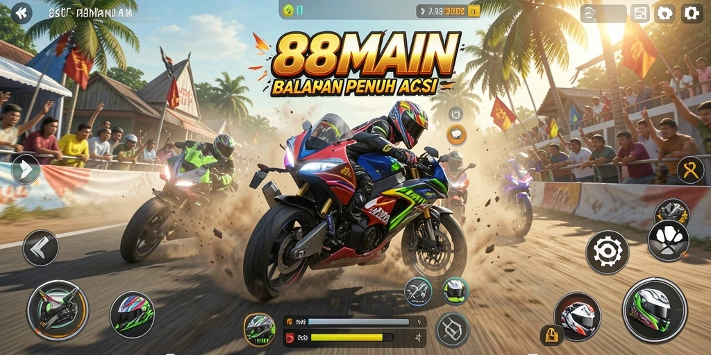 Tangkapan layar dari gameplay balapan motor di 88MAIN.