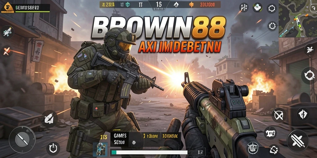 Tangkapan layar BROWIN88 menampilkan aksi menegangkan dalam pertempuran FPS.
