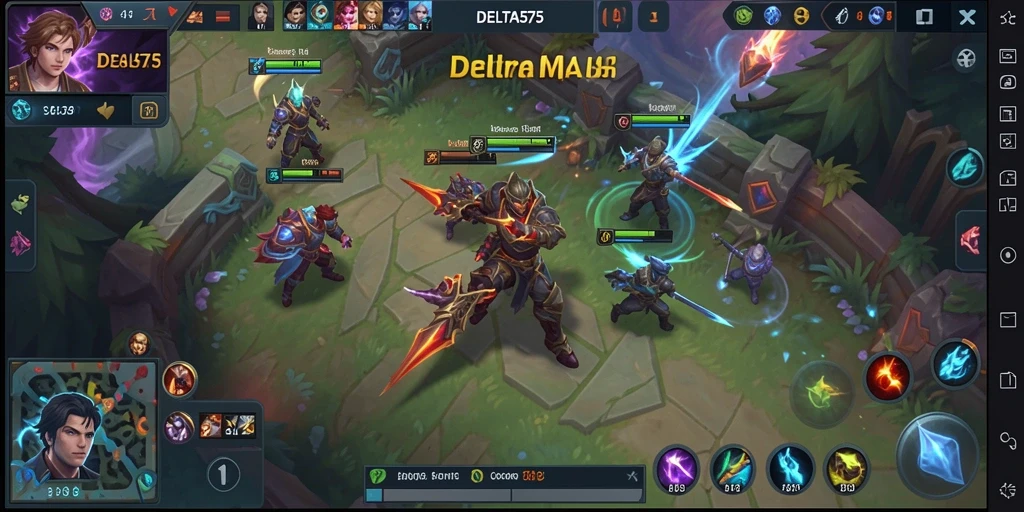 Tangkapan layar DELTA575 menunjukkan aksi seru dalam permainan MOBA.