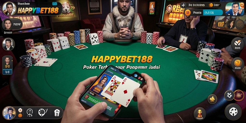 Tampilan grafis yang menarik dari gameplay Poker di HAPPYBET188.