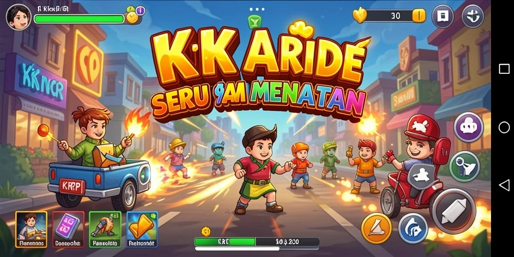 Screenshot utama KKRP menampilkan gameplay Arcade yang seru dan dinamis.