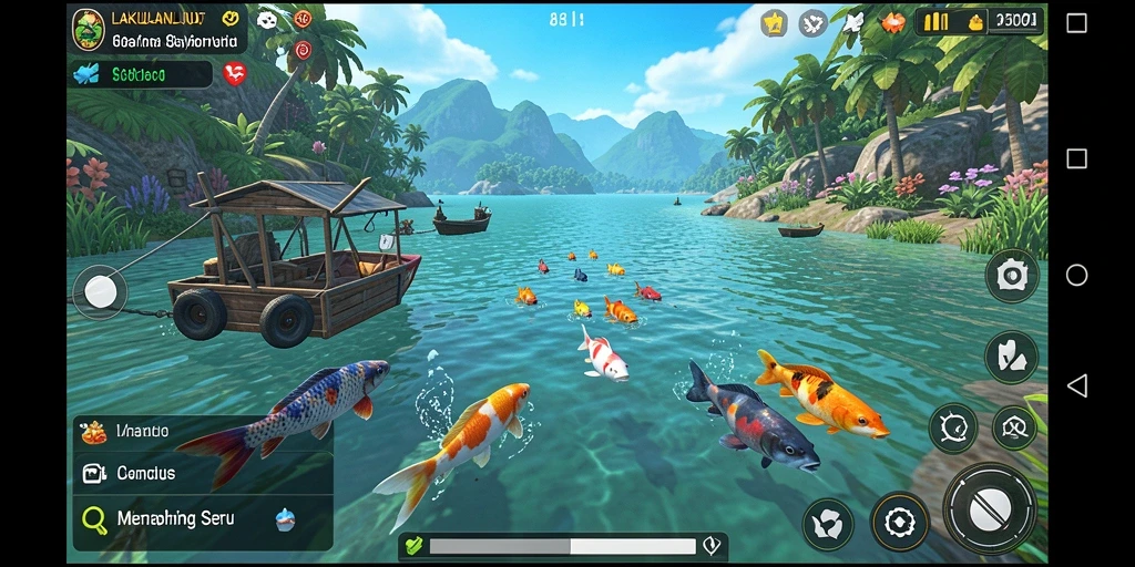 Tampilan gameplay <strong>LAKULANJUT</strong> menampilkan pengalaman memancing yang seru dan menegangkan.