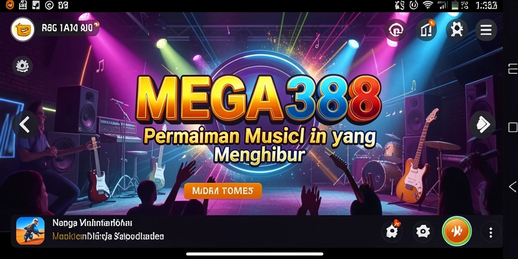 Tampilan menarik dari gameplay MEGA388 yang penuh musik.