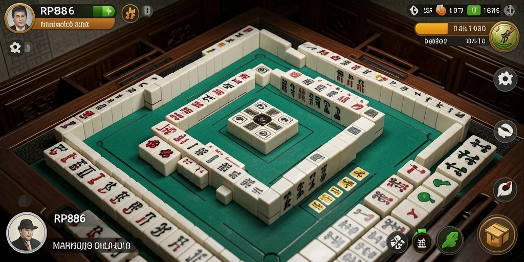 Tampilan gameplay Mahjong yang menarik pada RP886.