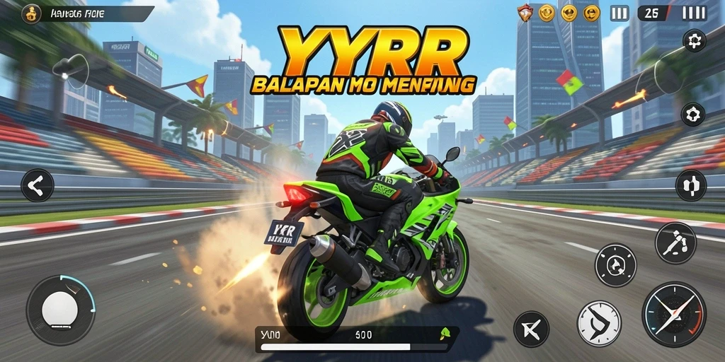Tampilan balapan seru dari gameplay YYRR yang menantang.